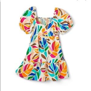 Tabitha Brown x Target Linen Blend Botanical Print Puff-Sleeve Mini Dress